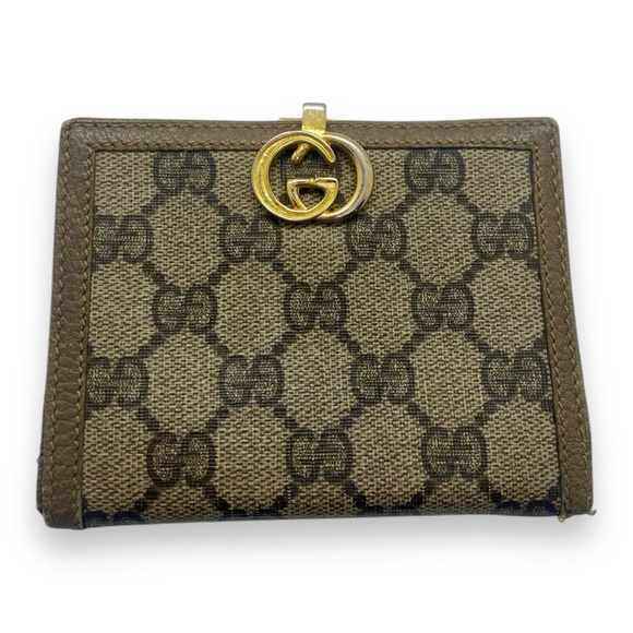 Vintage Gucci Leather/Vinyl Bifold Brown Wallet GG Gold Hardware GG Monogram Web - Picture 4 of 17